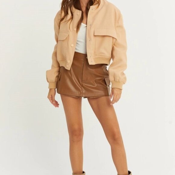 Sailor Cropped Utility Bomber Jacket | Women's Fall Fashion | Tan Neutral - Picture 7 of 9